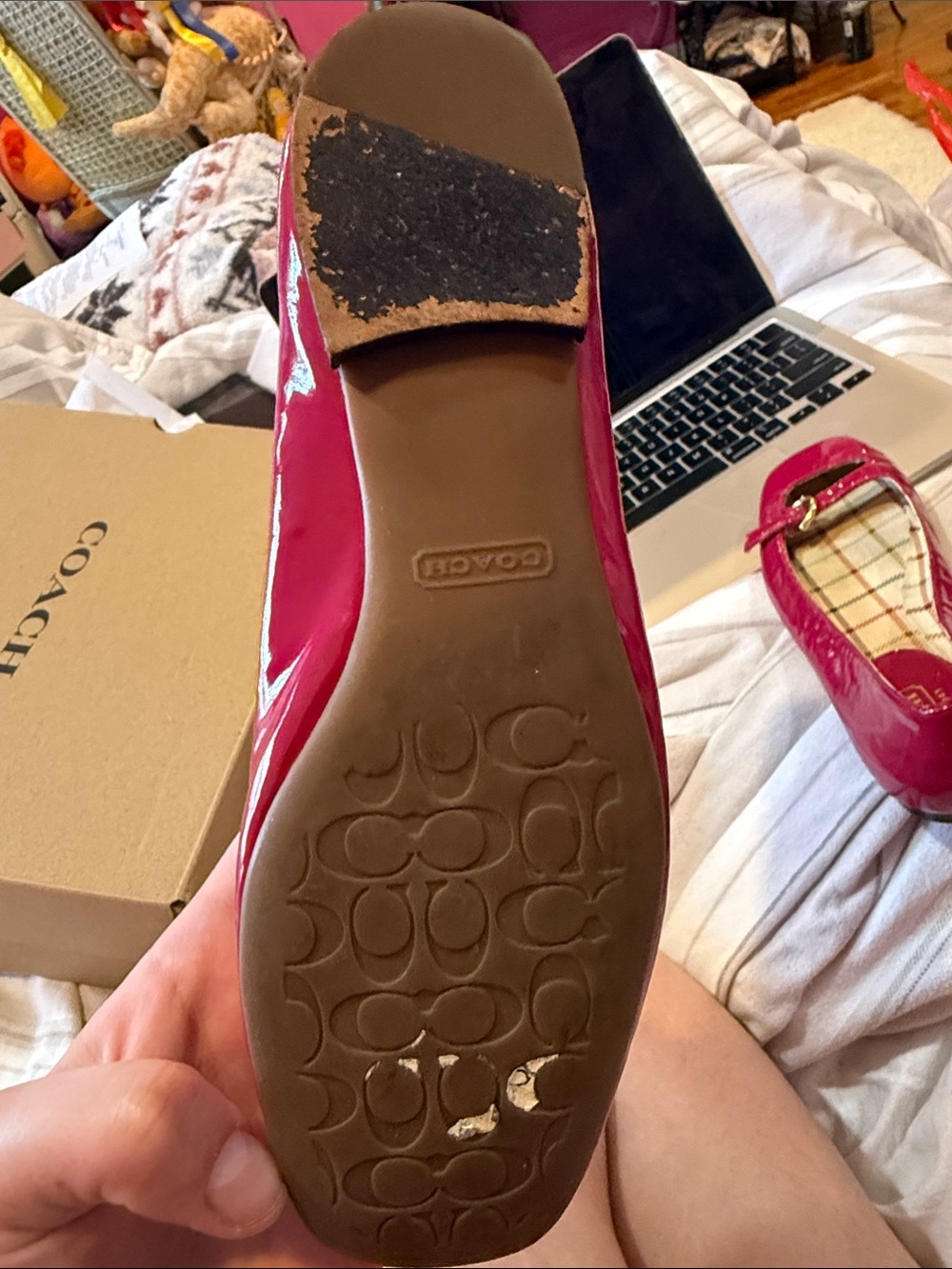 Coach Glossy Patent Ballet Flats in Hot Pink size 5 women’s - Picture 8 of 8
